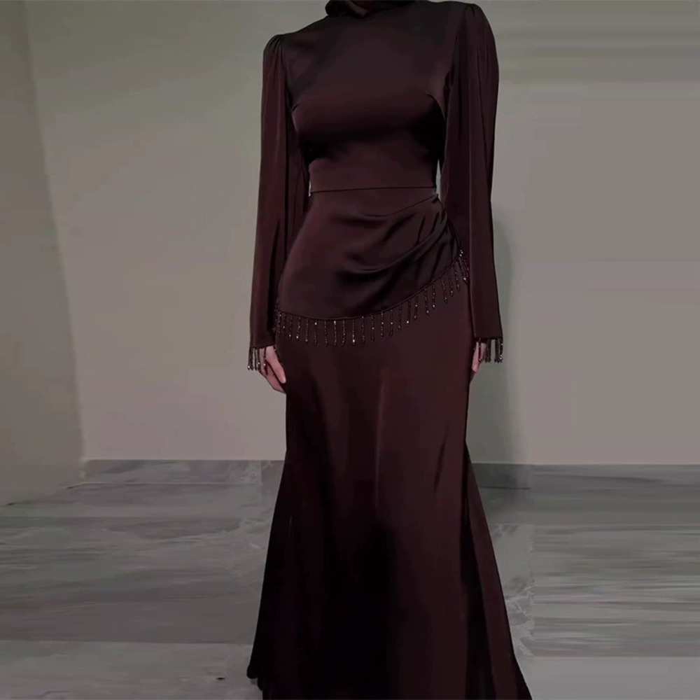 Forever 21 Deep Brown Rhinestone Belted Chic Dress Set